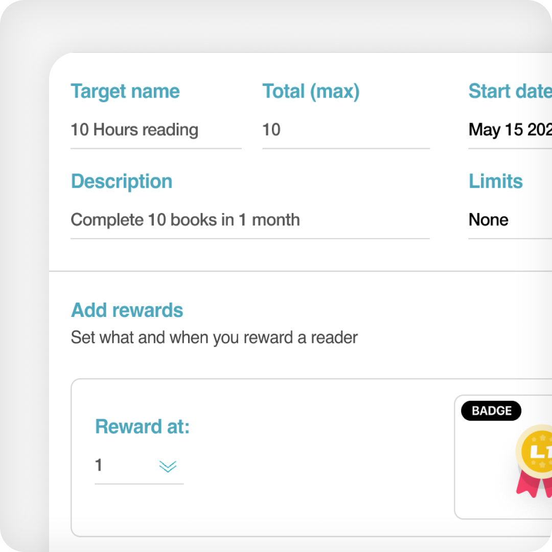 image of a summer reading challenge card showing the date range and challenge details